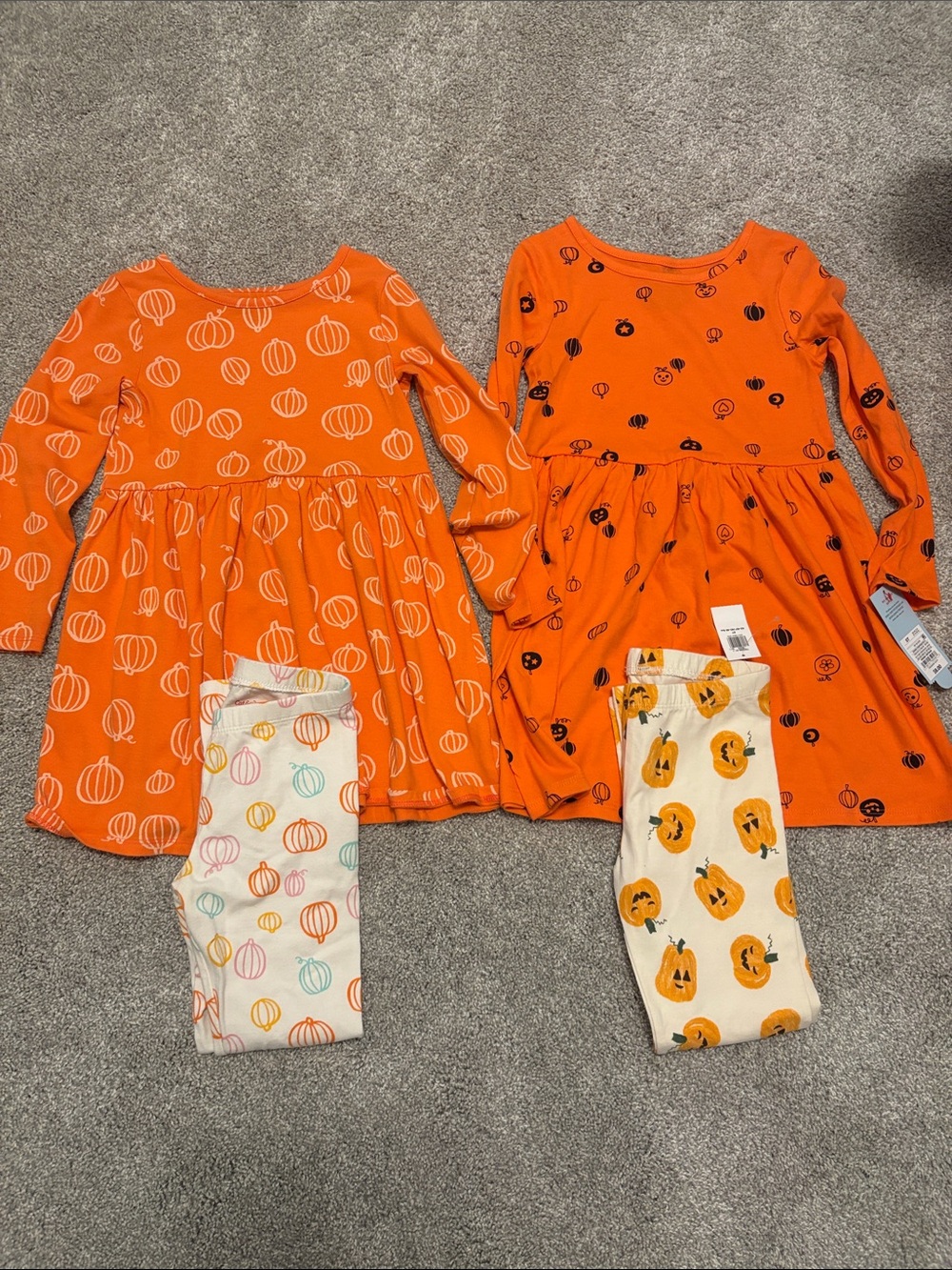 Old Navy pumpkin leggings, Cat & Jack Pumpkin Girls' dresses/leggings lot 5T